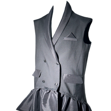 Load image into Gallery viewer, Double - Breasted Couture Vest Dress with Sculptural Taffeta Skirt