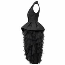 Load image into Gallery viewer, Black Taffeta Peplum set with Layered Ruffles