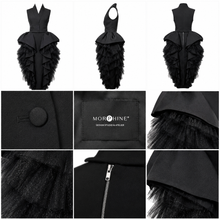 Load image into Gallery viewer, Black Taffeta Peplum set with Layered Ruffles