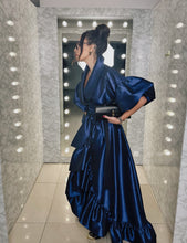 Load image into Gallery viewer, Royal Blue taffeta Kimono Gown