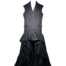 Load image into Gallery viewer, Double - Breasted Couture Vest Dress with Sculptural Taffeta Skirt