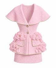Charger l'image dans la galerie, Sculptured tweed flower set in pink