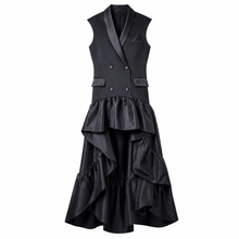 Carica l'immagine nel visualizzatore di Gallery, Double - Breasted Couture Vest Dress with Sculptural Taffeta Skirt