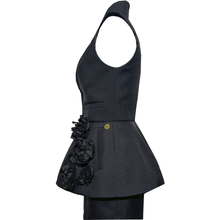 Load image into Gallery viewer, Black Vest and a Skirt set with Handcrafted Taffeta Flowers