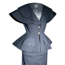 Load image into Gallery viewer, Structured Pinstripe Jacket & Skirt Set