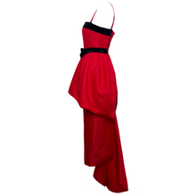 Load image into Gallery viewer, Taffeta Sculpted Peplum Red Dress