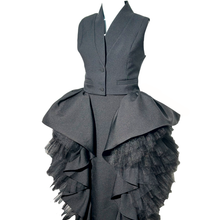 Load image into Gallery viewer, Black Taffeta Peplum set with Layered Ruffles