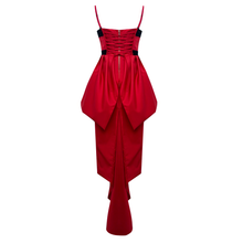 Load image into Gallery viewer, Taffeta Sculpted Peplum Red Dress