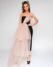Carica l'immagine nel visualizzatore di Gallery, Morphine Fashion Black Midi Dress with pink bow skirt