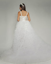 Load image into Gallery viewer, Swan Wedding Dress with gorgeous long veil skirt 
