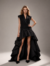 Görseli Galeri görüntüleyiciye yükleyin, Double - Breasted Couture Vest Dress with Sculptural Taffeta Skirt
