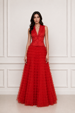 Загрузить изображение в средство просмотра галереи, Red Tulle Skirt &amp; Sleeveless Blazer Set
