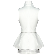 Load image into Gallery viewer, White Vest and a Skirt set with Handcrafted Taffeta Flowers
