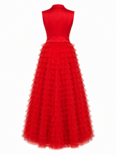Load image into Gallery viewer, Red Tulle Skirt &amp; Sleeveless Blazer Set
