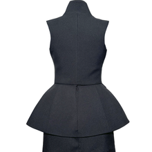 Load image into Gallery viewer, Black Vest and a Skirt set with Handcrafted Taffeta Flowers

