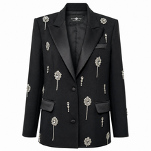 Load image into Gallery viewer, Crystal Embellished Black Blazer
