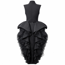 Load image into Gallery viewer, Black Taffeta Peplum set with Layered Ruffles
