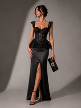 Charger l'image dans la galerie, Black French Lace Corset &amp; Maxi Skirt Set
