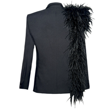 Load image into Gallery viewer, Black Blazer with  Feather
