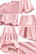 Загрузить изображение в средство просмотра галереи, Royal Taffeta Cropped Top &amp; High-Low Skirt Set
