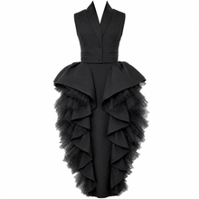Load image into Gallery viewer, Black Taffeta Peplum set with Layered Ruffles
