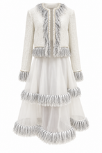 Carica l'immagine nel visualizzatore di Gallery, Pearl Fringe Blazer &amp; Sheer Skirt Set
