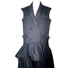 Load image into Gallery viewer, Double - Breasted Couture Vest Dress with Sculptural Taffeta Skirt

