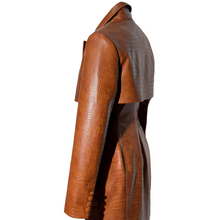 Load image into Gallery viewer, Croco Embossed Cognac Trench Coat
