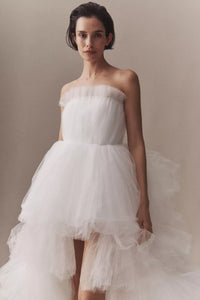 Lola Strapless Tulle Tiered High-Low Wedding Gown