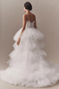 Lola Strapless Tulle Tiered High-Low Wedding Gown