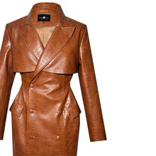 Load image into Gallery viewer, Croco Embossed Cognac Trench Coat
