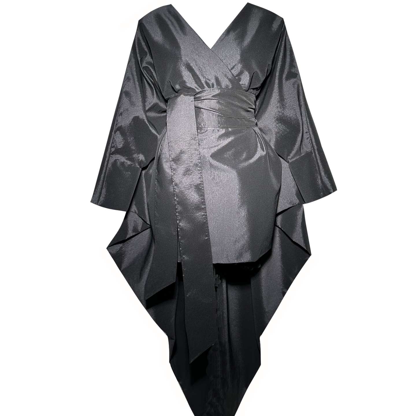 Sculptural Taffeta Kimono Dress - Noir Edition