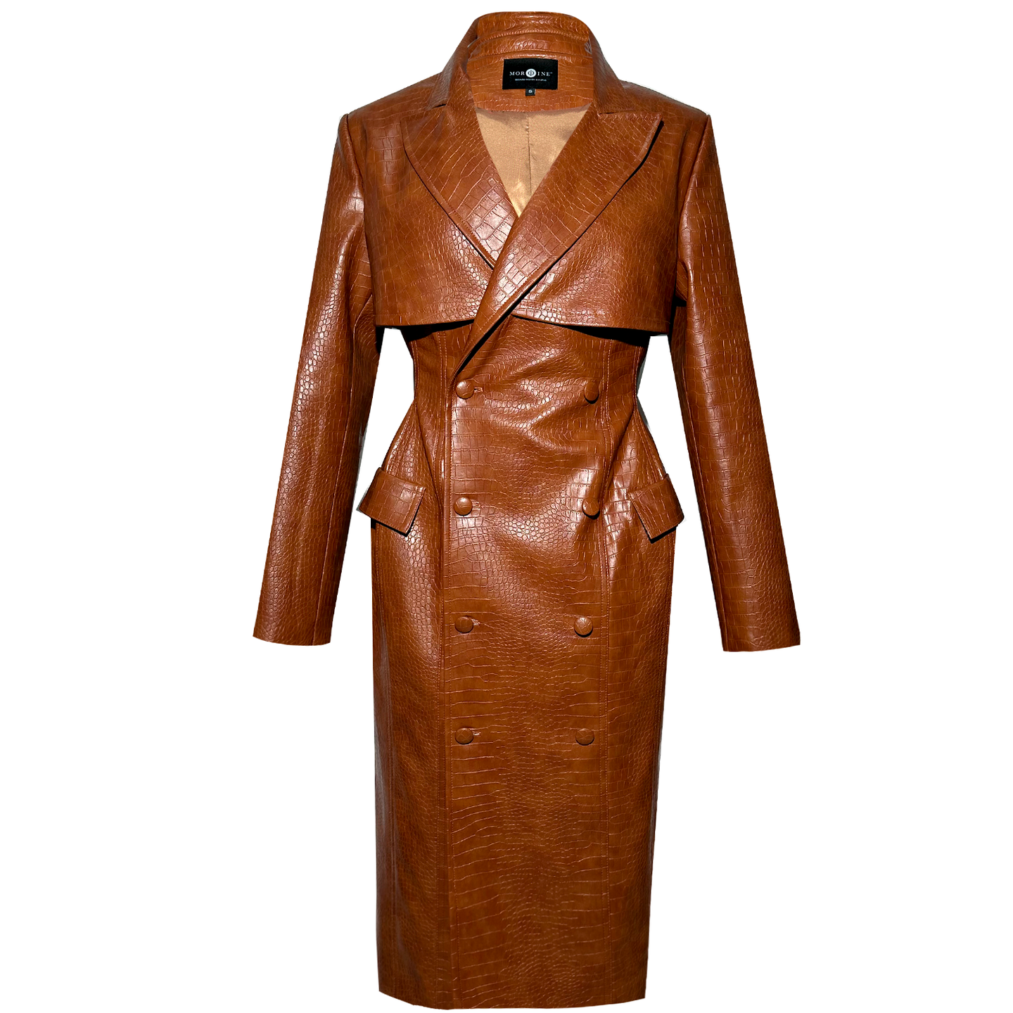 Croco Embossed Cognac Trench Coat