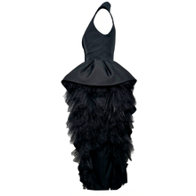 Load image into Gallery viewer, Black Taffeta Peplum set with Layered Ruffles
