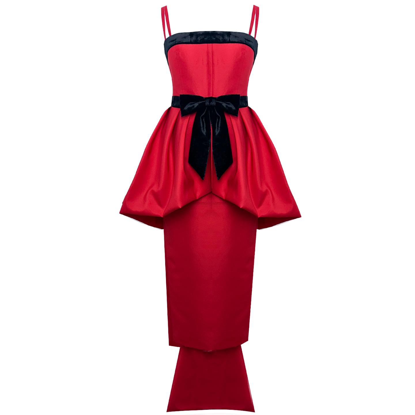 Taffeta Sculpted Peplum Red Dress