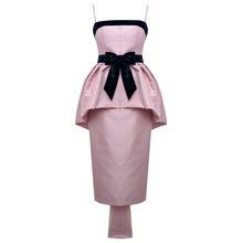 Load image into Gallery viewer, Taffeta Sculpted Peplum Pink Dress
