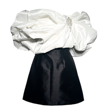Load image into Gallery viewer, Taffeta Sculptural Dress with Pearp Brooch
