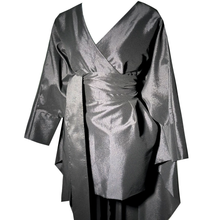 Load image into Gallery viewer, Sculptural Taffeta Kimono Dress - Noir Edition
