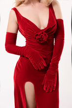 Load image into Gallery viewer, Alexa Red Velvet Dress
