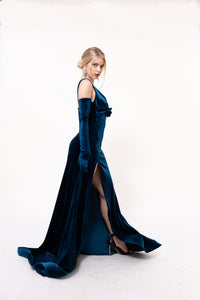Alexa Night Sea Velvet Dress