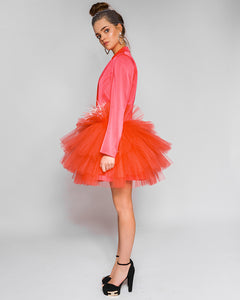 Coral satin dress from Morphine Fashion