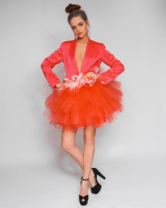 Coral satin dress from Morphine Fashion