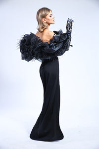Elegant Feather Maxi Dress