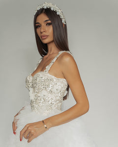 Swan Wedding Dress with gorgeous long veil skirt 
